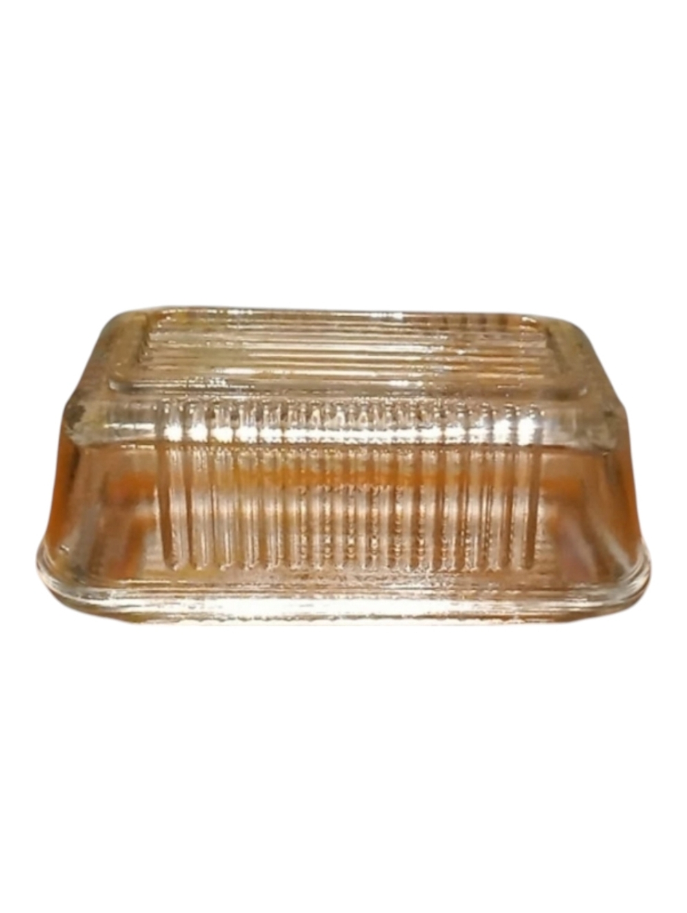 Vintage Pasabache Butter Dish with Lid Refrigerator Container Ribbed Clear.